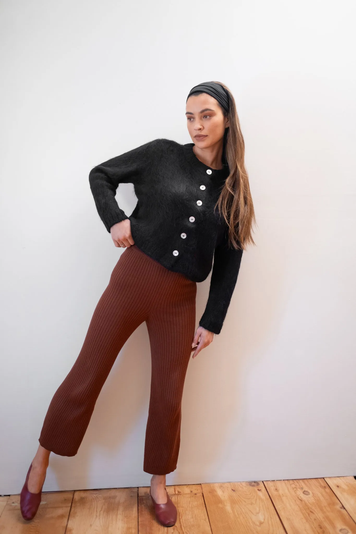 BRUSHED CARDI | noir sold by Maria Stanley product image thumbnail 4