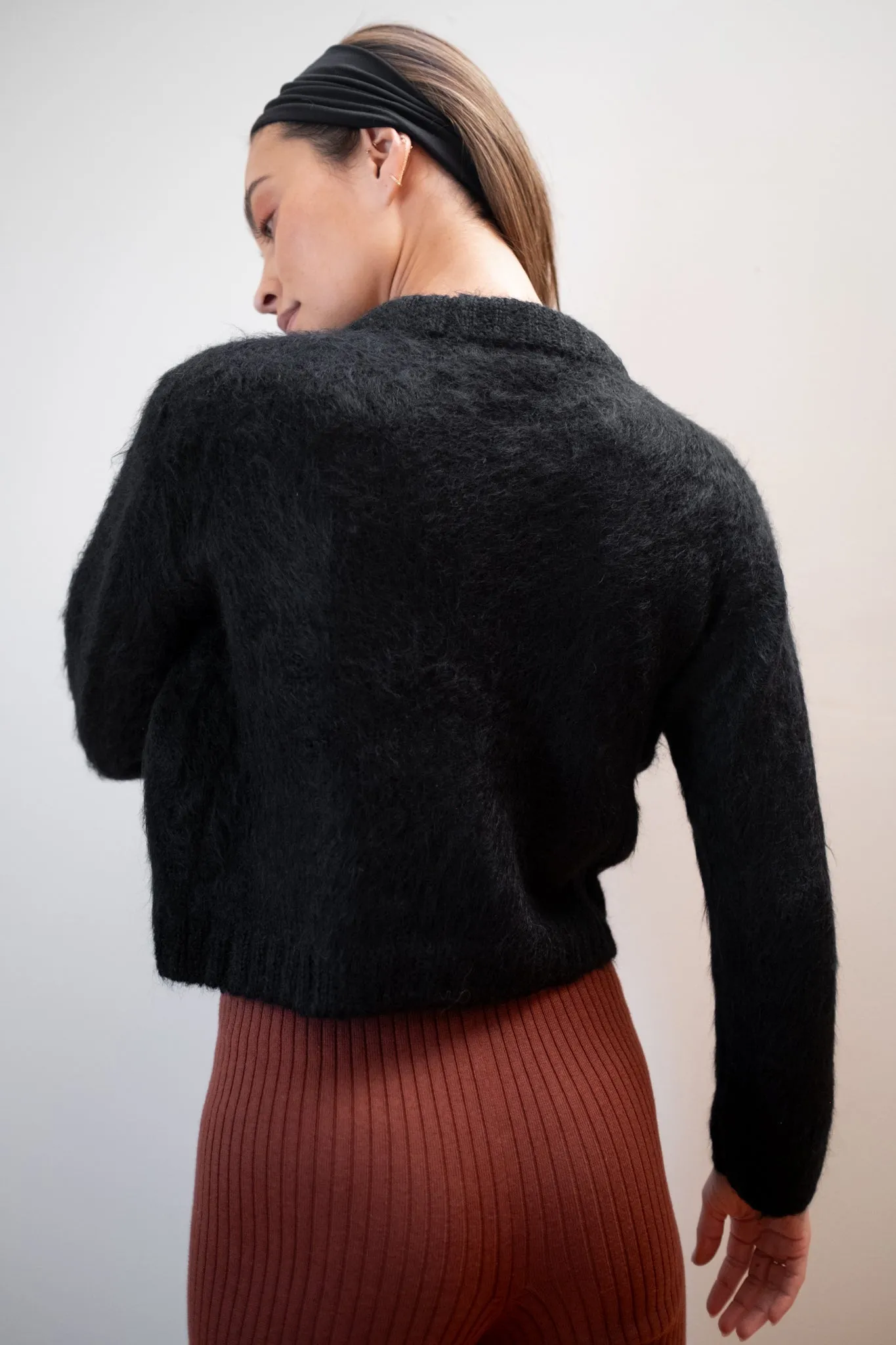 BRUSHED CARDI | noir sold by Maria Stanley product image thumbnail 5