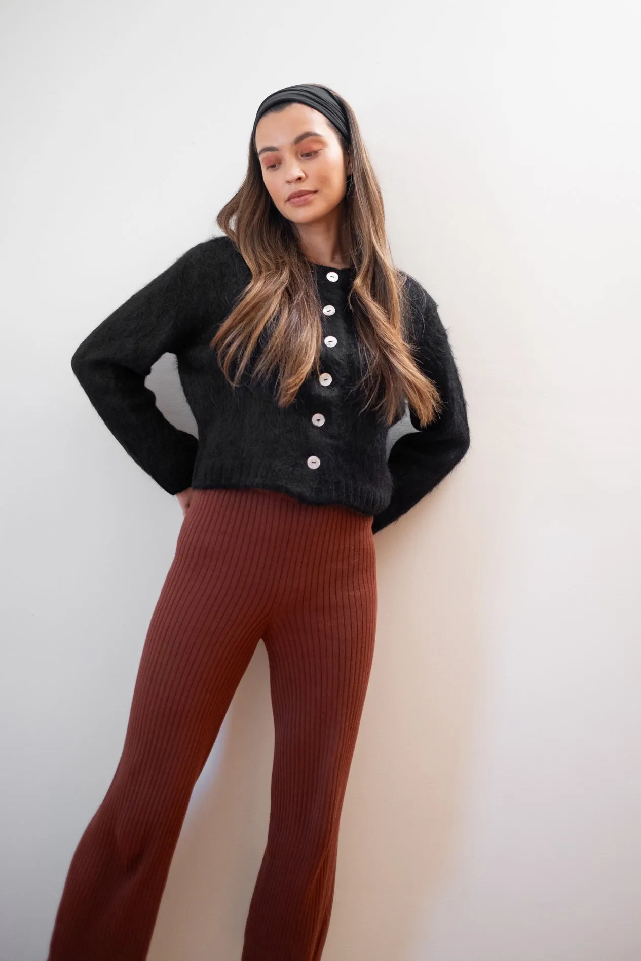 BRUSHED CARDI | noir sold by Maria Stanley product image thumbnail 2