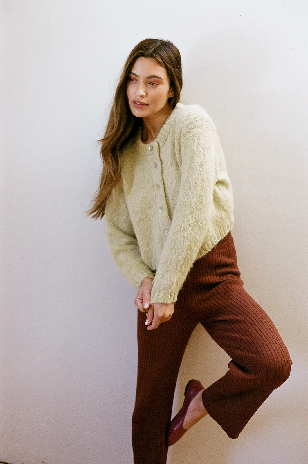 BRUSHED CARDI | pear sold by Maria Stanley product image thumbnail 3