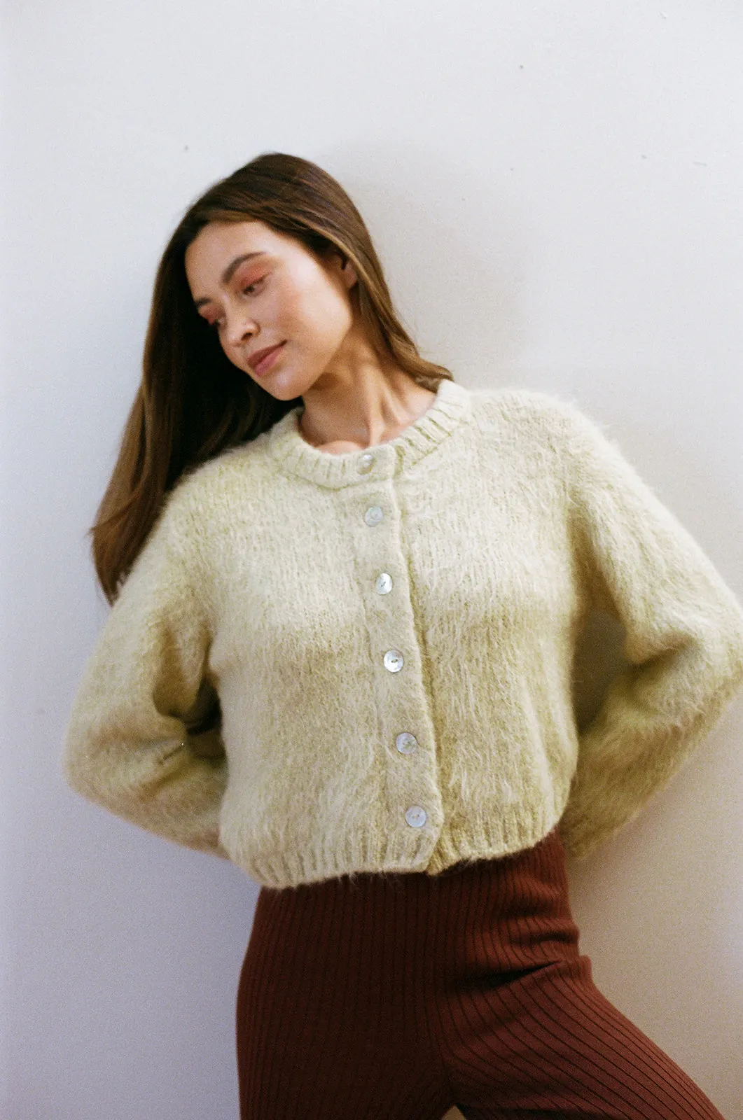BRUSHED CARDI | pear sold by Maria Stanley product image thumbnail 4