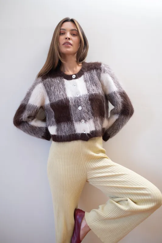 BRUSHED CARDI | plaid sold by Maria Stanley