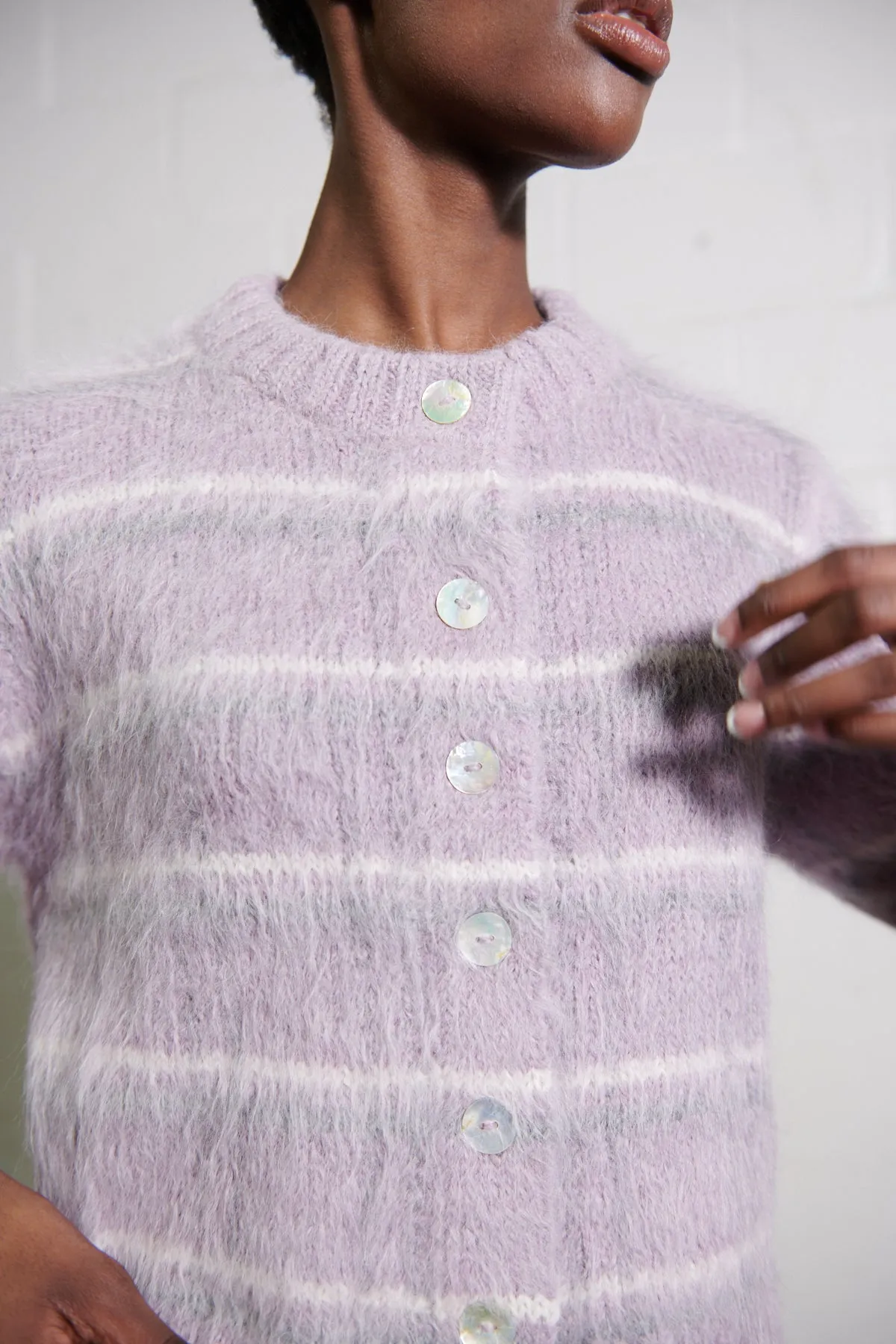 BRUSHED CARDI | radish plaid sold by Maria Stanley product image thumbnail 2