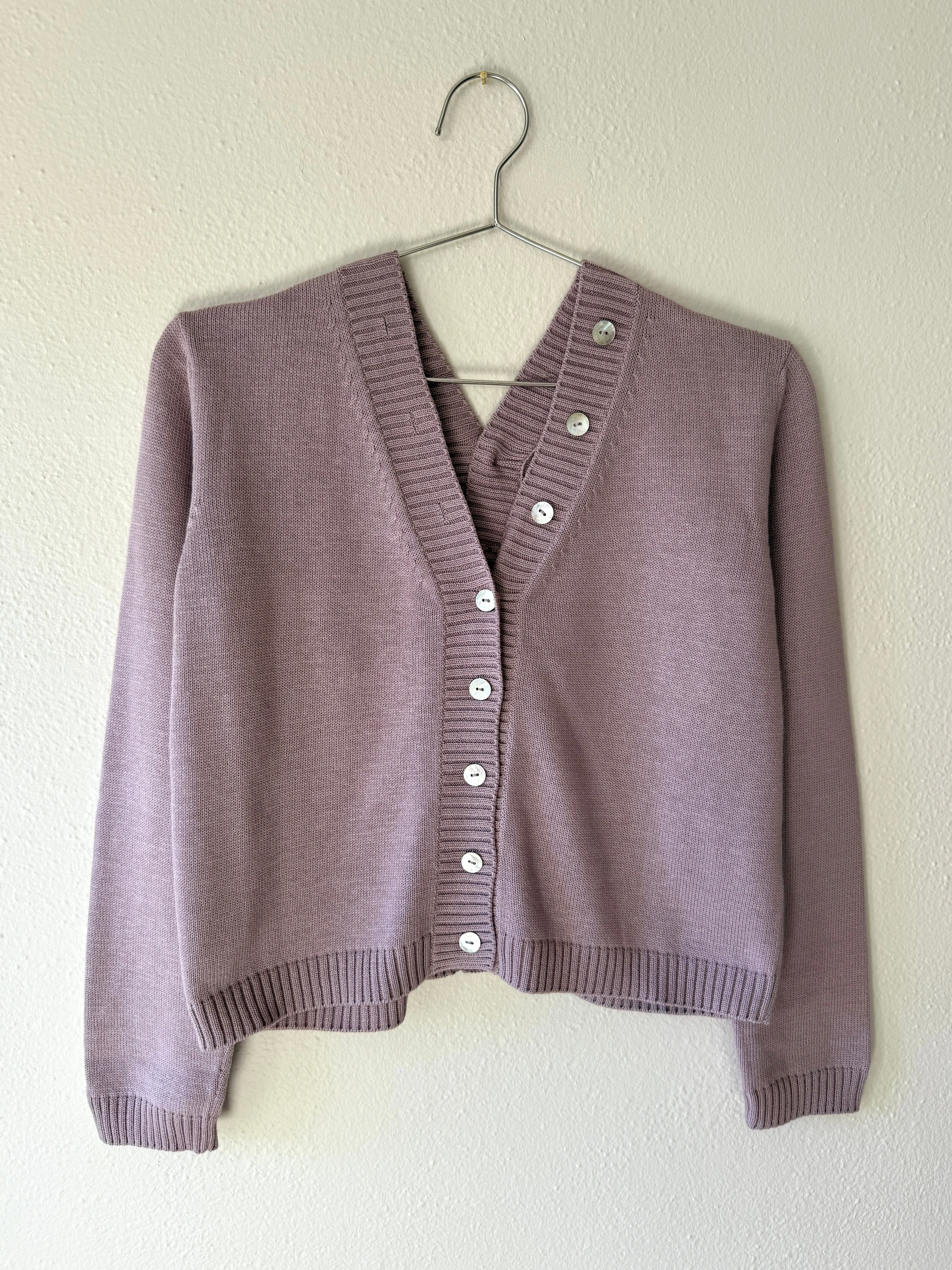 BUTTON CARDI | lavender | WAREHOUSE SALE sold by Maria Stanley
