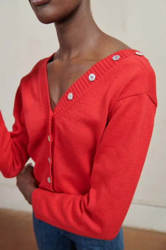 BUTTON CARDI | piquillo | organic made by Maria Stanley