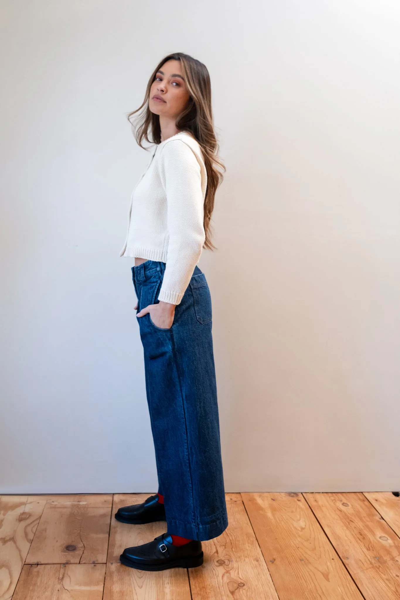 CHUNKY COTTON CARDI | ecru sold by Maria Stanley product image thumbnail 5