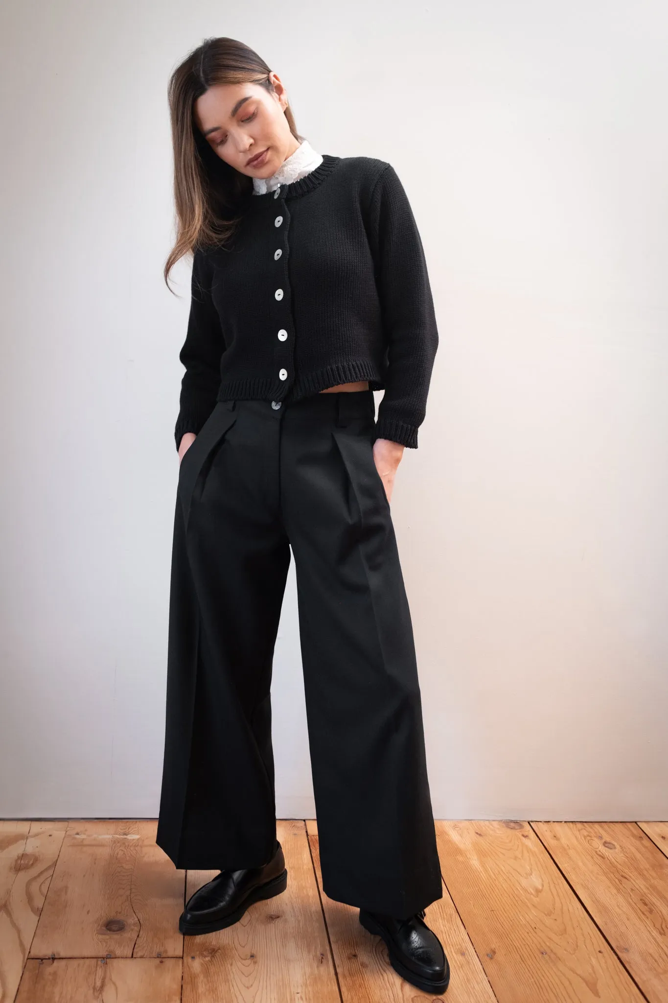 CHUNKY COTTON CARDI | noir sold by Maria Stanley product image thumbnail 4