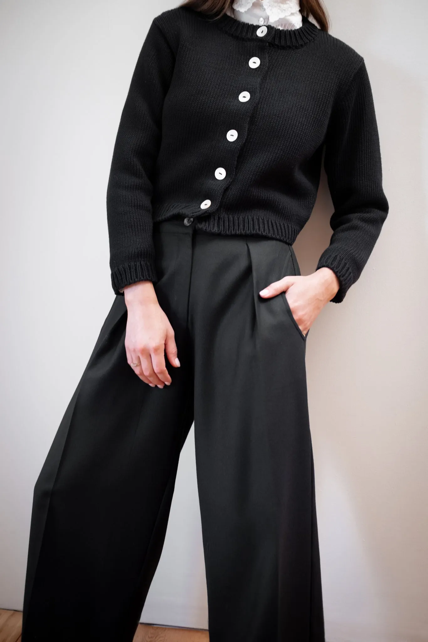 CHUNKY COTTON CARDI | noir sold by Maria Stanley product image thumbnail 5