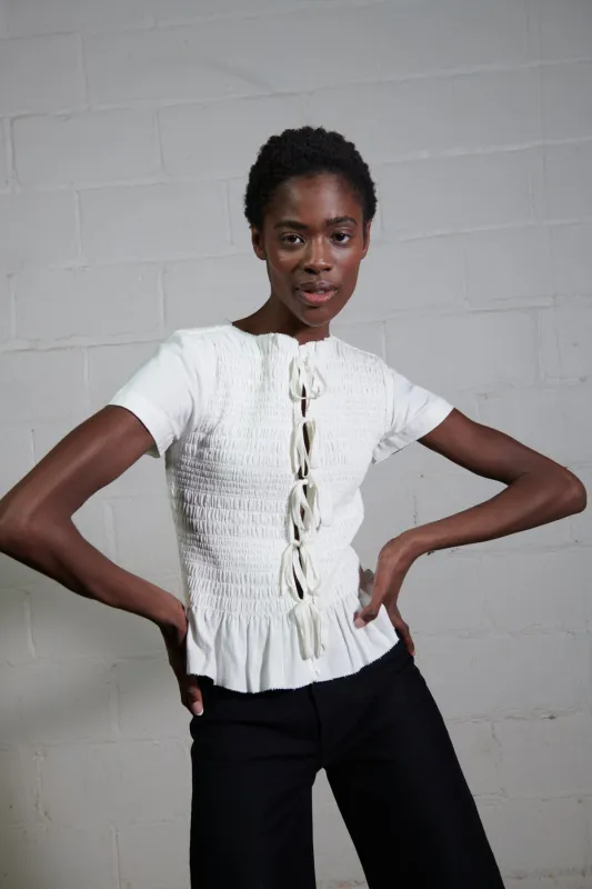 FERNE REVERSIBLE TOP 2.0 | bone | organic + earth dyed sold by Maria Stanley