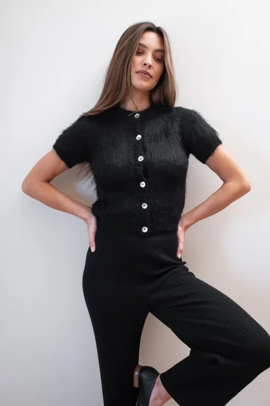 SHORT SLEEVE CARDI | noir made by Maria Stanley