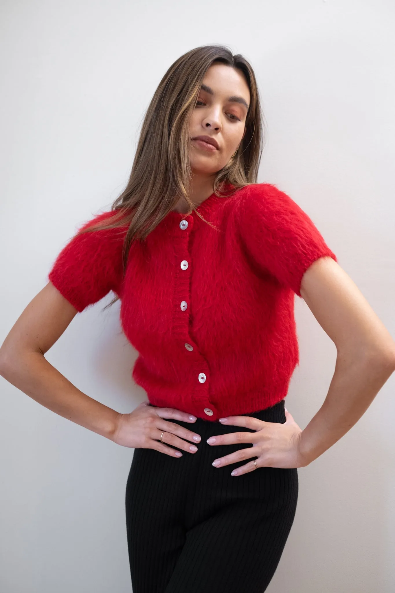 SHORT SLEEVE CARDI | piquillo sold by Maria Stanley