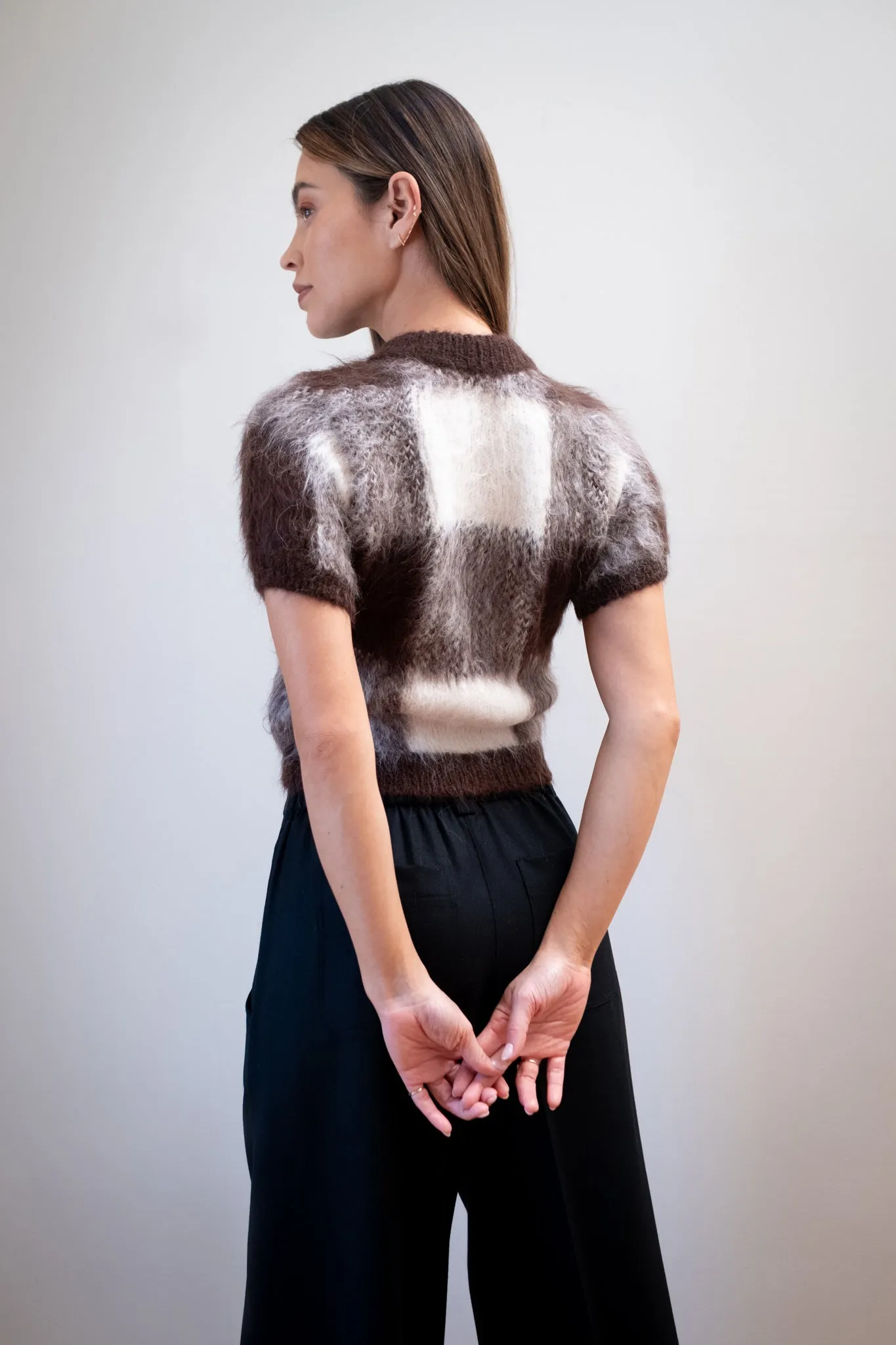 SHORT SLEEVE CARDI | plaid sold by Maria Stanley product image thumbnail 5