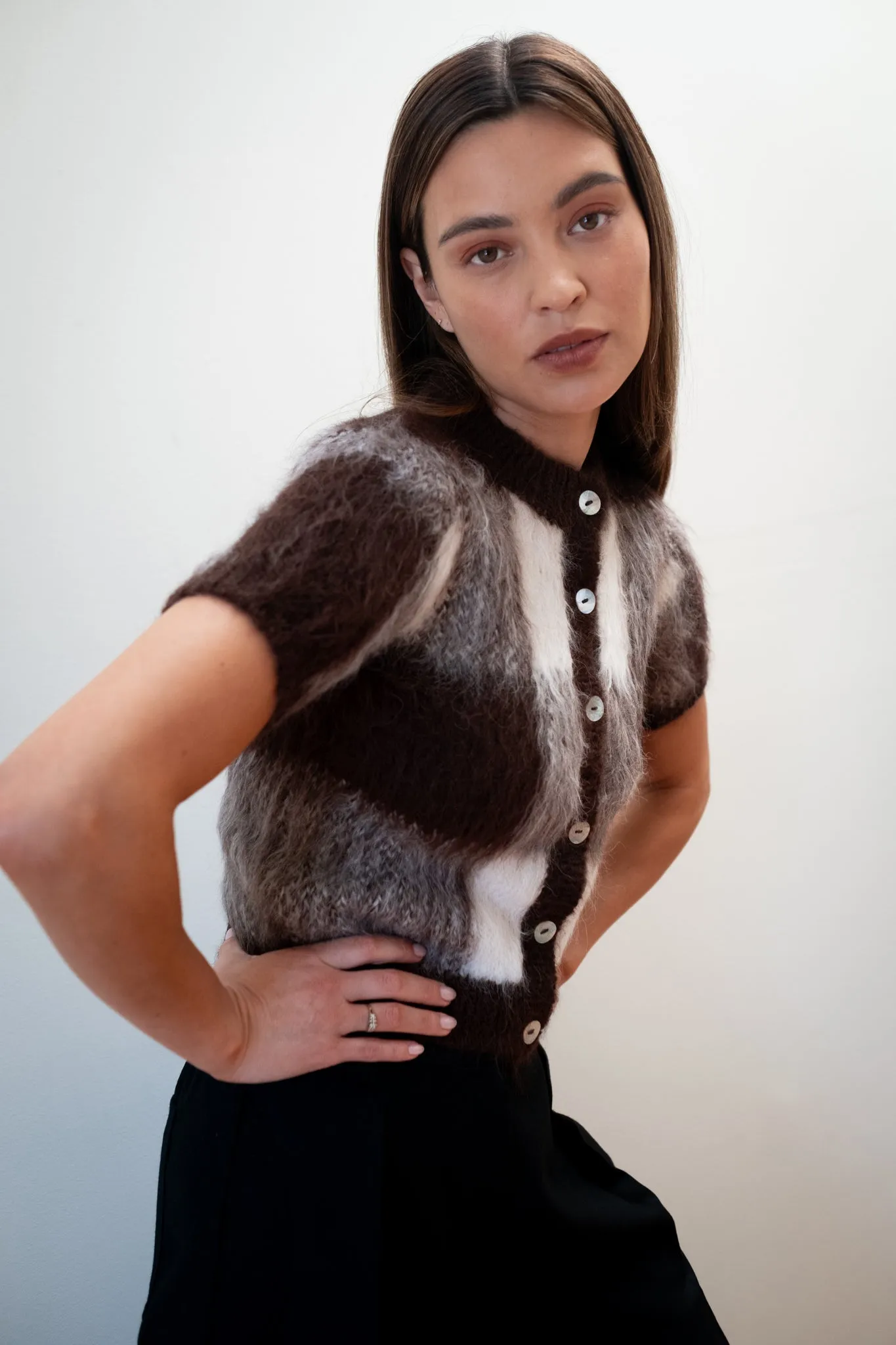 SHORT SLEEVE CARDI | plaid sold by Maria Stanley product image thumbnail 2