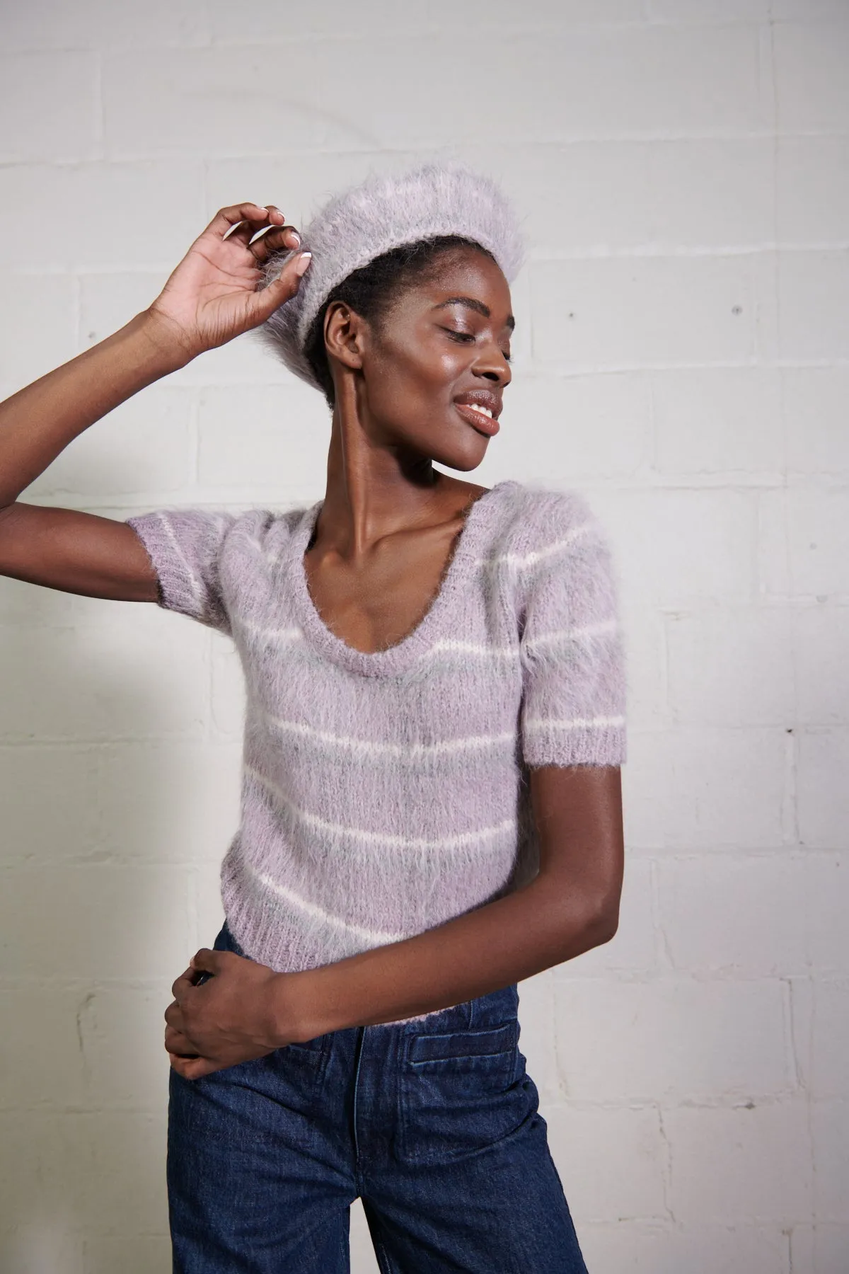 BRUSHED BERET | radish plaid sold by Maria Stanley product image thumbnail 2