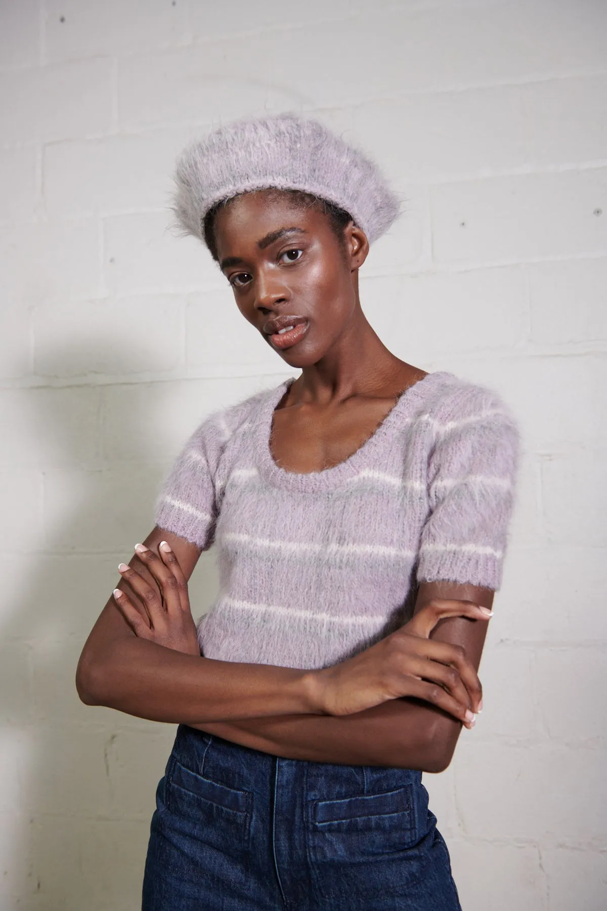 BRUSHED BERET | radish plaid sold by Maria Stanley product image thumbnail 4