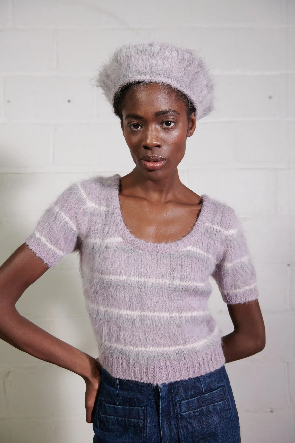 BRUSHED BERET | radish plaid sold by Maria Stanley product image thumbnail 3