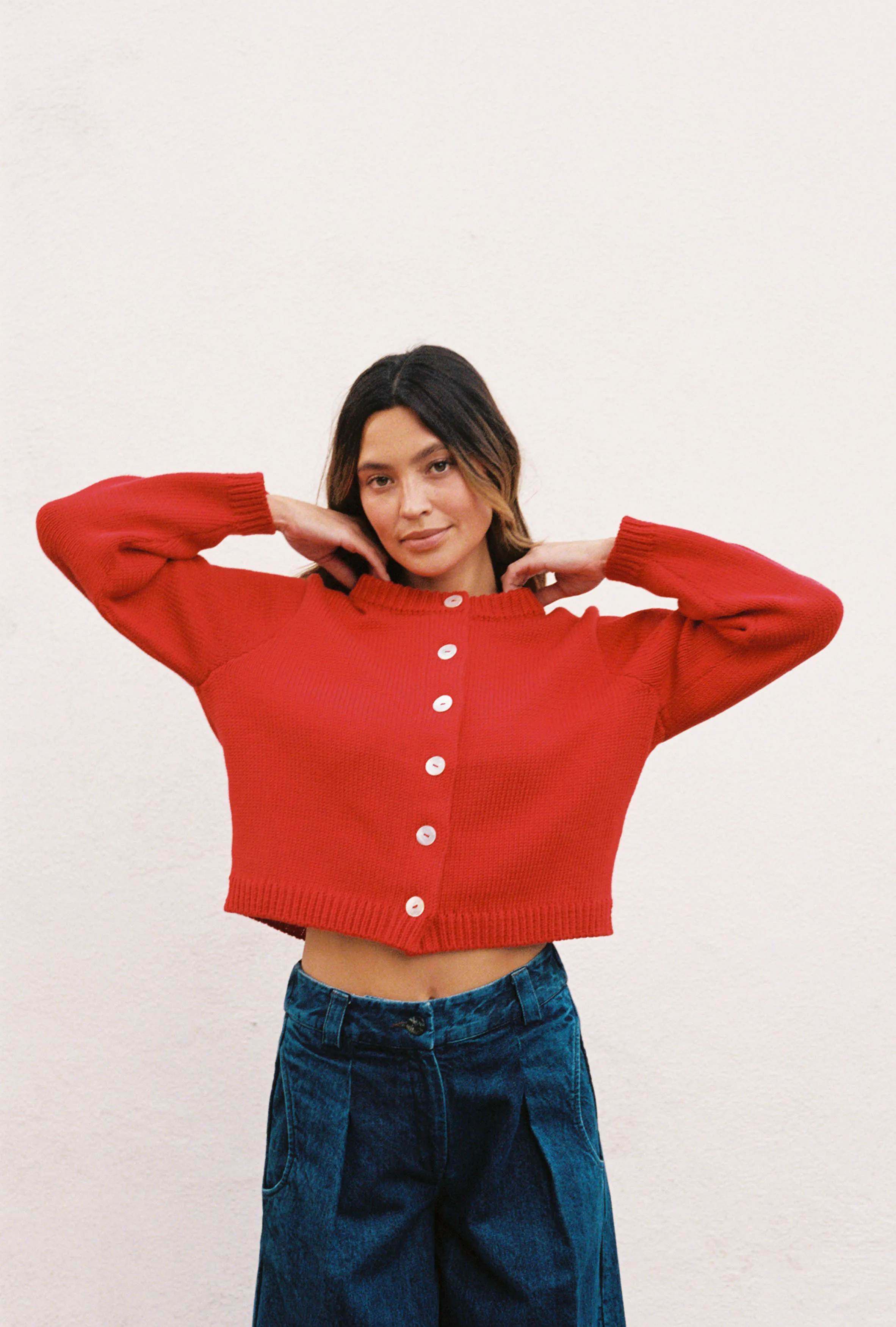 CHUNKY COTTON CARDI | piquillo sold by Maria Stanley product image thumbnail 3