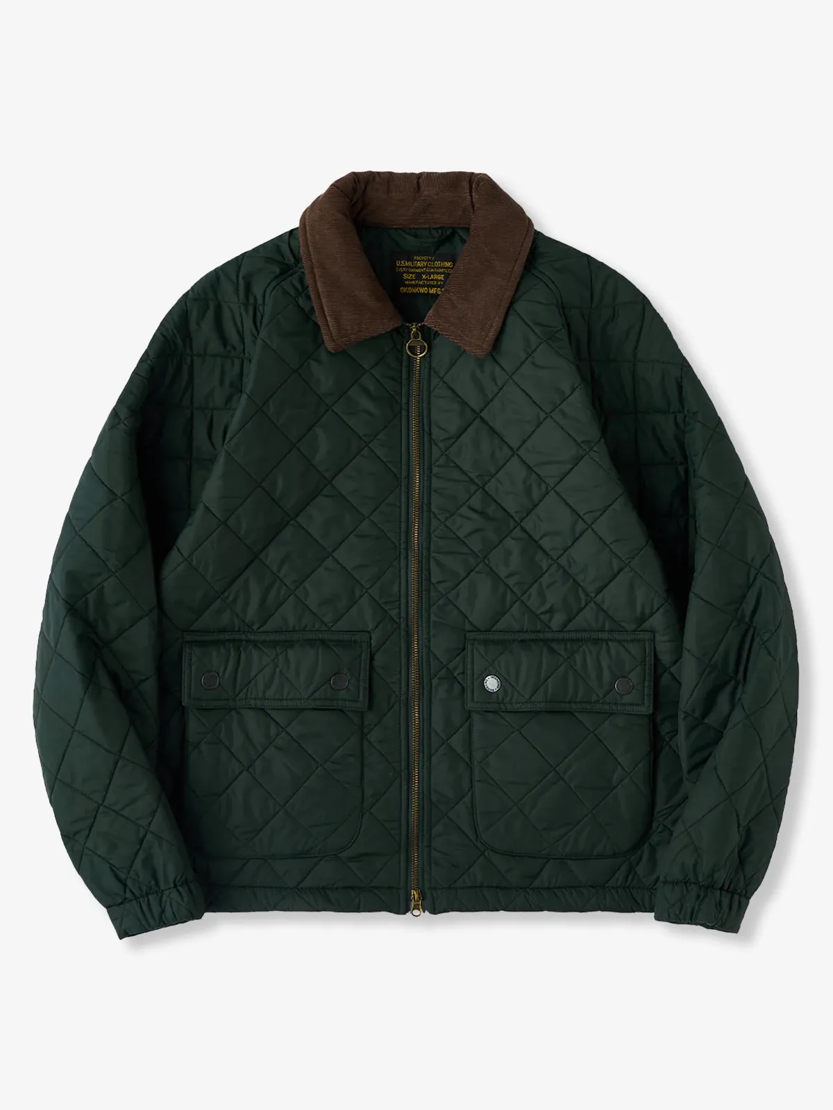 Corduroy Collar Thin Quilted Jacket with Diamond Stitching sold by Karaku
