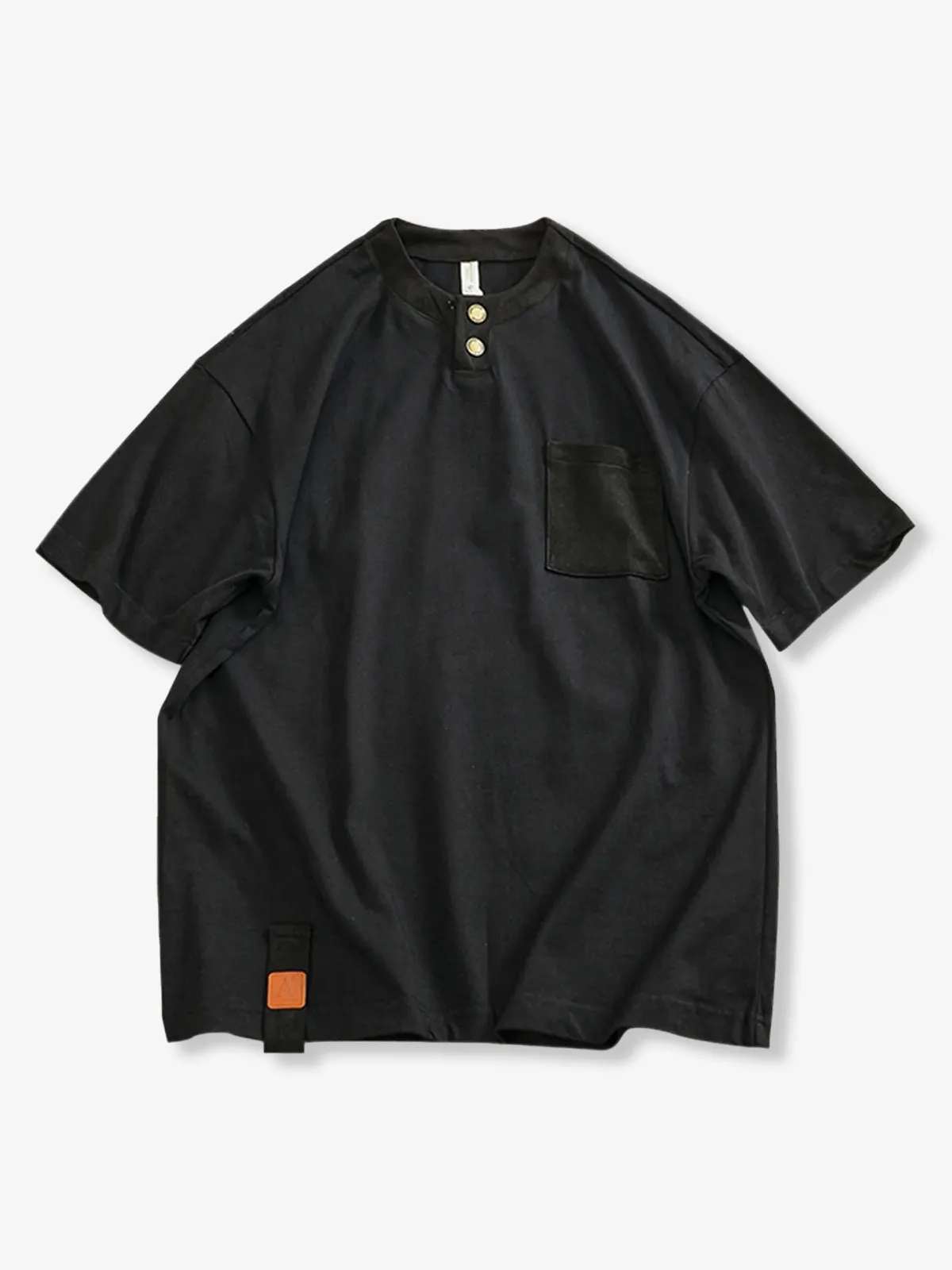 Henry neck T-shirt with contrasting collar and pockets sold by Karaku product image thumbnail 4