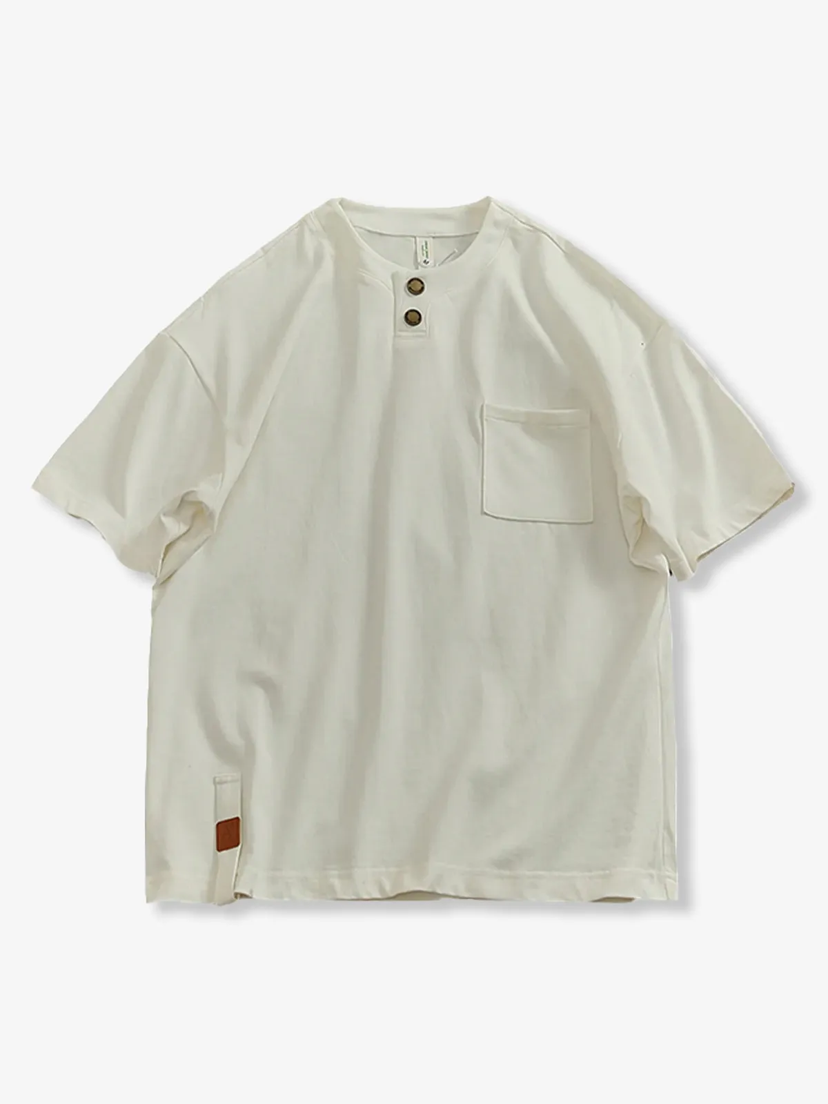 Henry neck T-shirt with contrasting collar and pockets sold by Karaku product image thumbnail 3