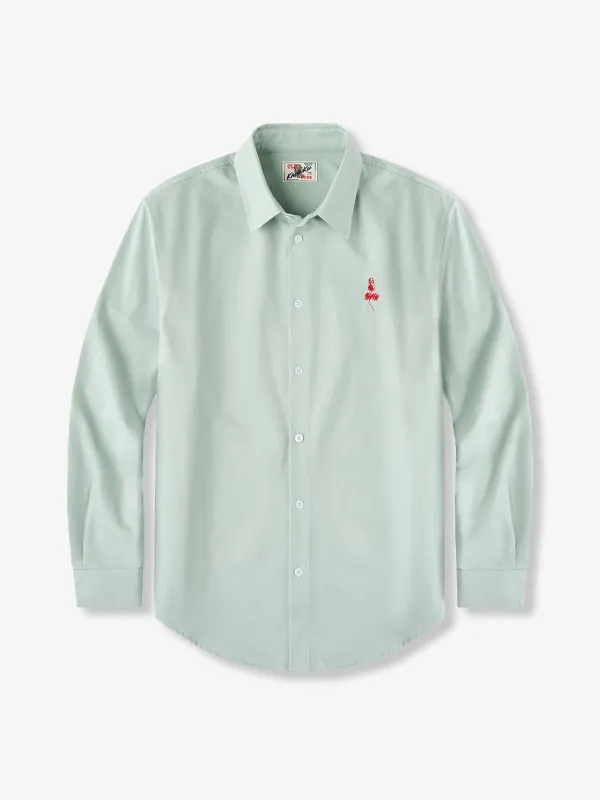 Stylish Blonde Girl Embroidered Cotton Button-Down Shirt sold by Karaku