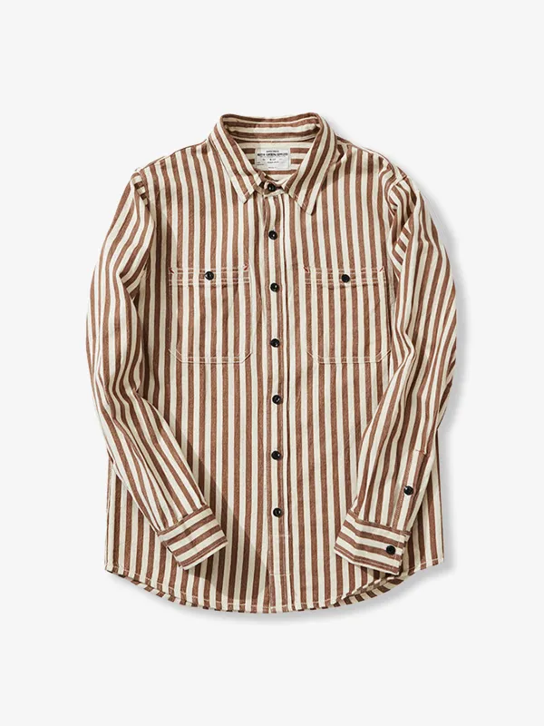 American Casual Washed Long Sleeve Stripe Shirt sold by Karaku
