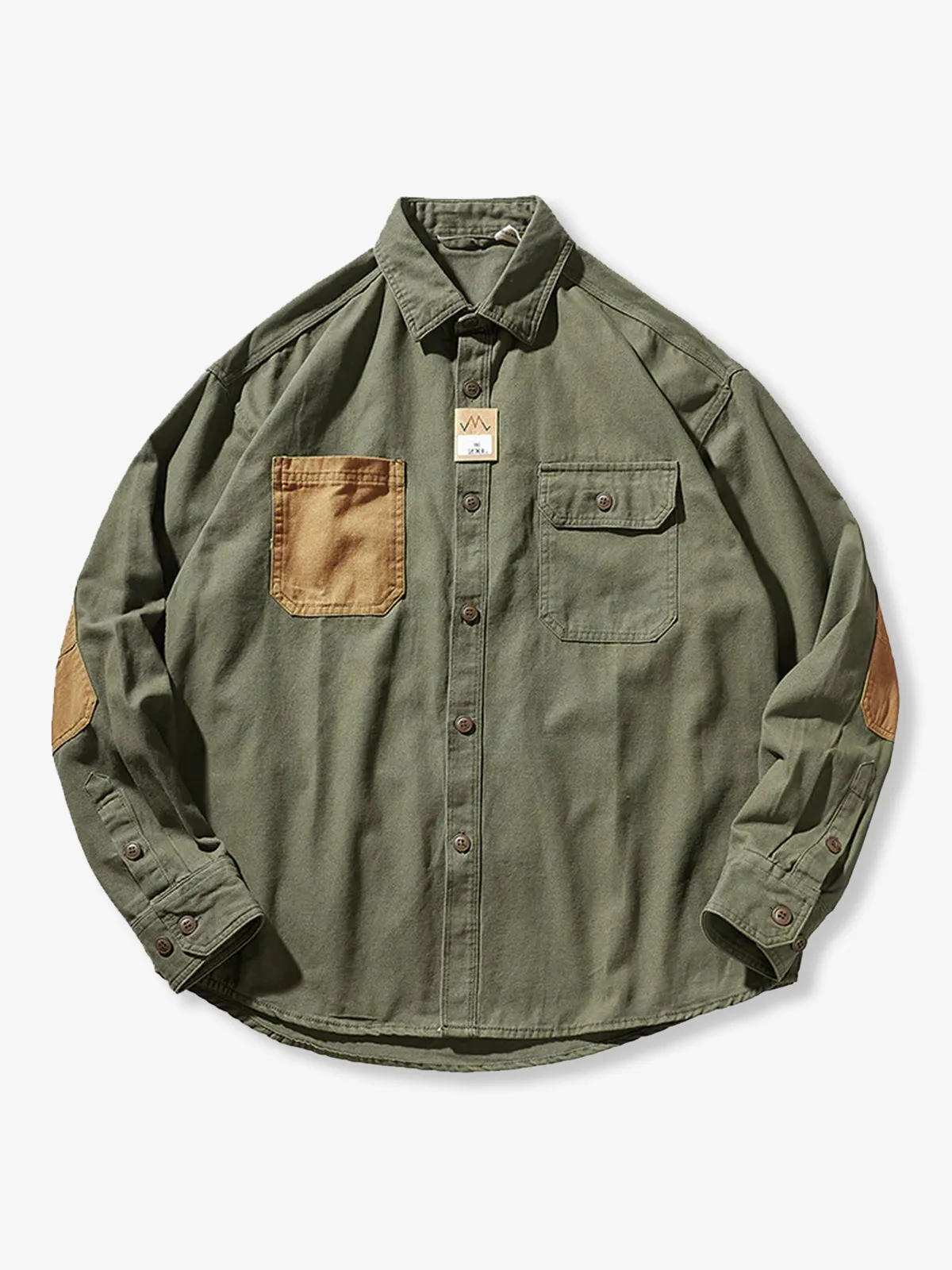 Color-Block Patch Heavyweight Work Shirt sold by Karaku