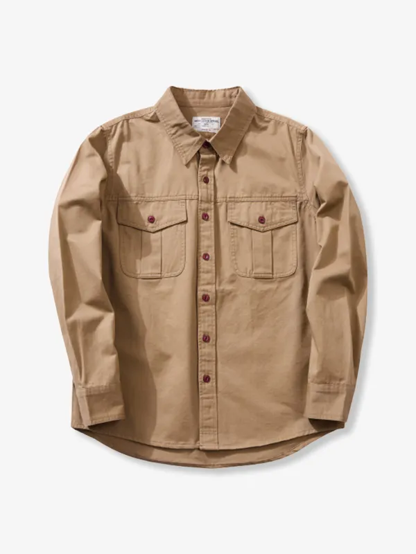 Solid Plain-Weave Engineer Long Sleeve Work Shirt sold by Karaku