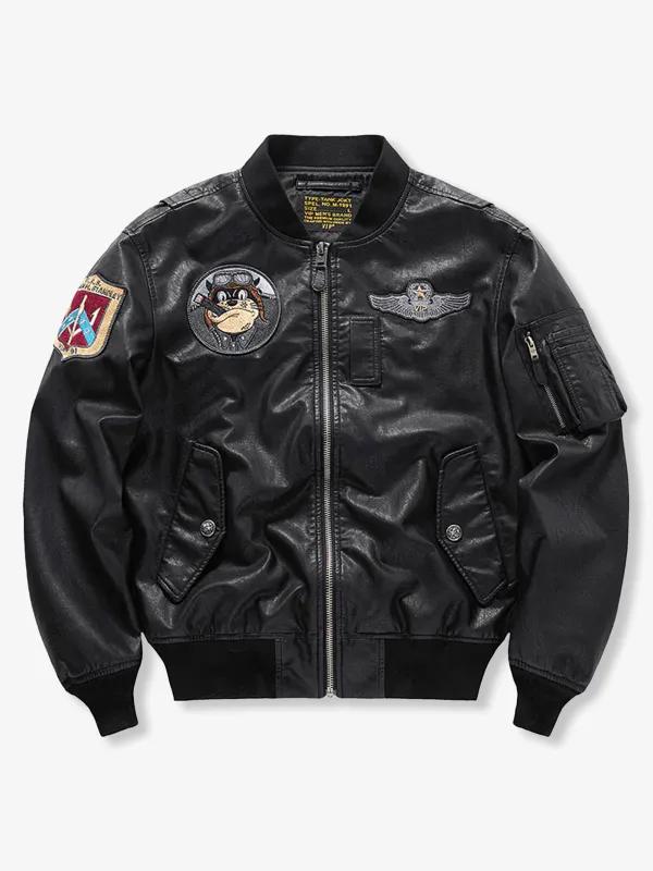 (Biker) Leather MA-1 Flight Jacket sold by Karaku
