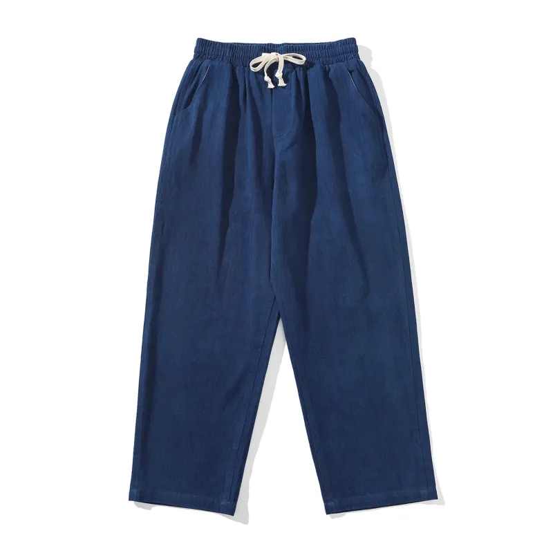 Indigo Dyed Herringbone Cotton Pants sold by Karaku