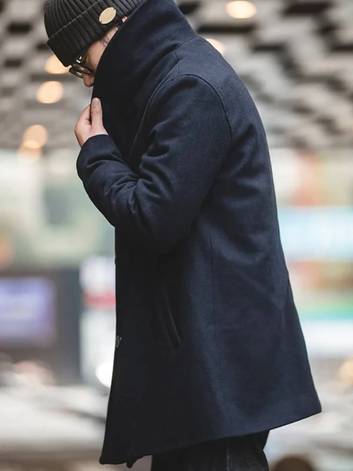 Double-Breasted Shawl Collar Peacoat sold by Karaku product image thumbnail 5
