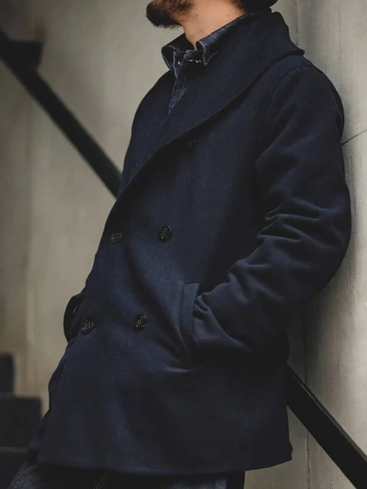 Double-Breasted Shawl Collar Peacoat sold by Karaku product image thumbnail 4