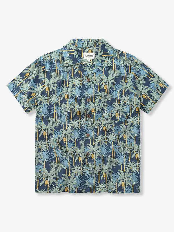 "RETRO HAWAII" Palm Family All-Over Print Aloha Shirt sold by Karaku