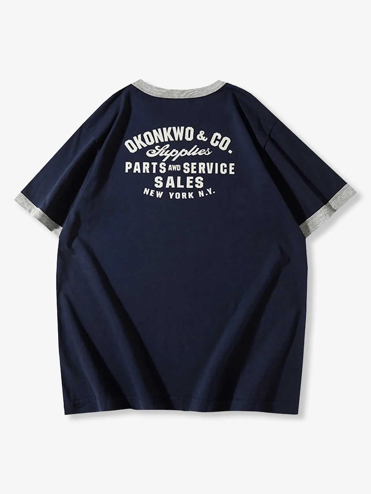 210g Heavyweight Hand-Drawn Style Motorcycle Print Ringer T-Shirt sold by Karaku product image thumbnail 4