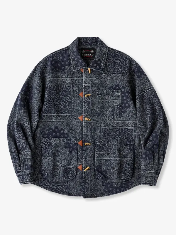 Toggle Buttons Paisley Jacquard Denim Shirt sold by Karaku