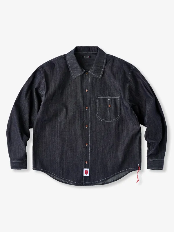 Red Cord, Anchor Buttons & White Stitching Denim Long-Sleeve Shirt sold by Karaku