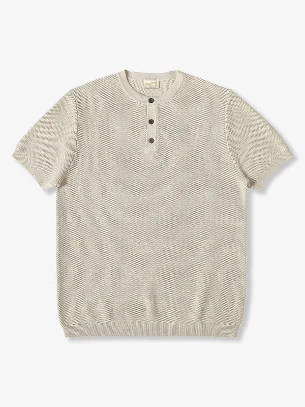Old Money Style Knit Jacquard Henry T-Shirt sold by Karaku