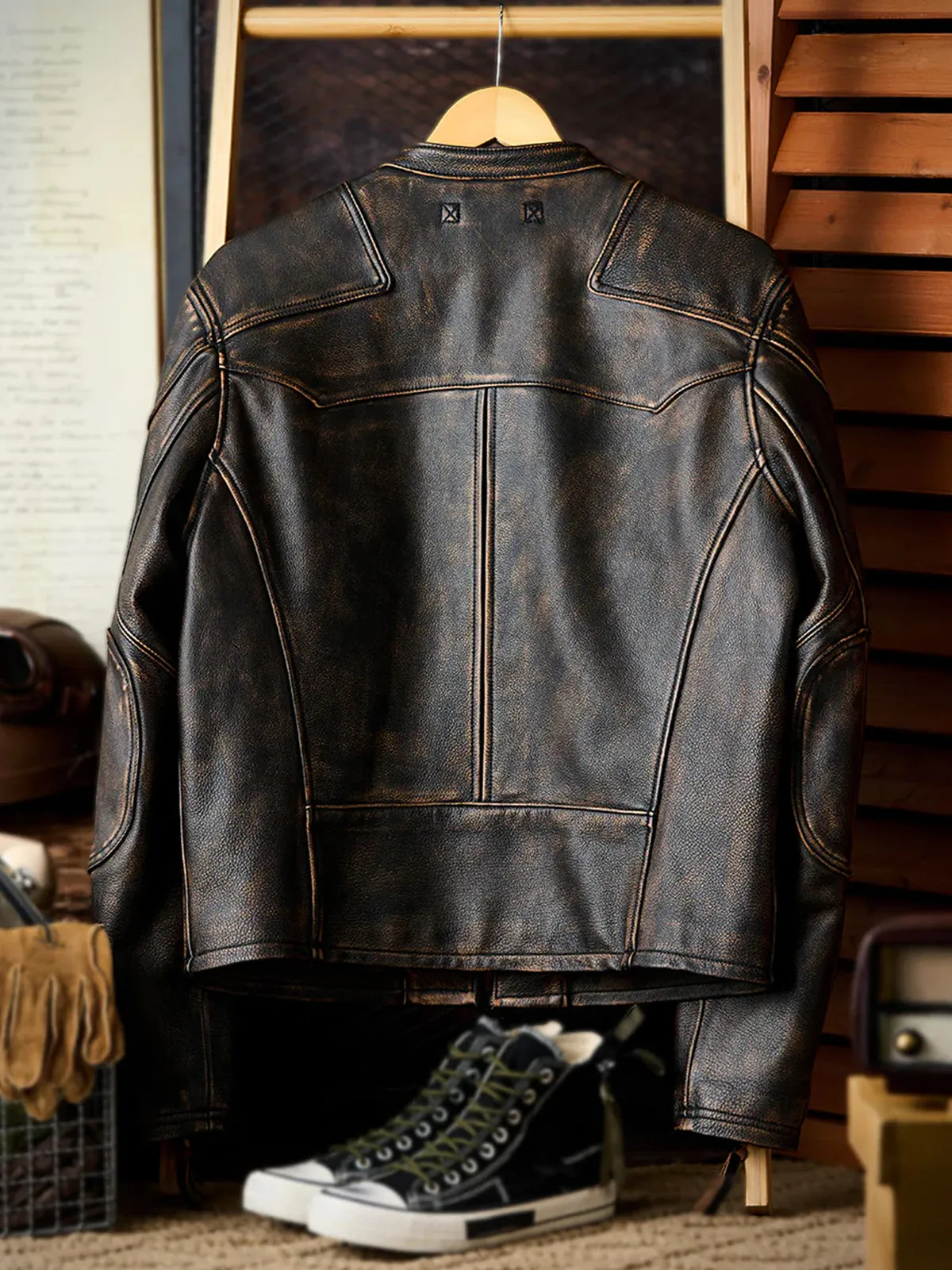 Genuine Leather Slim Fit Riders Jacket with Paisley Lining sold by Karaku product image thumbnail 5