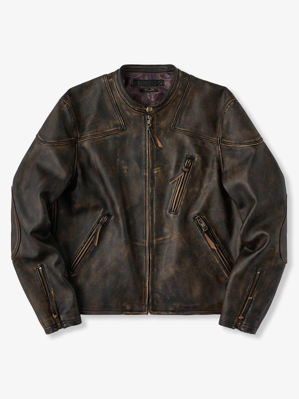 Genuine Leather Slim Fit Riders Jacket with Paisley Lining sold by Karaku