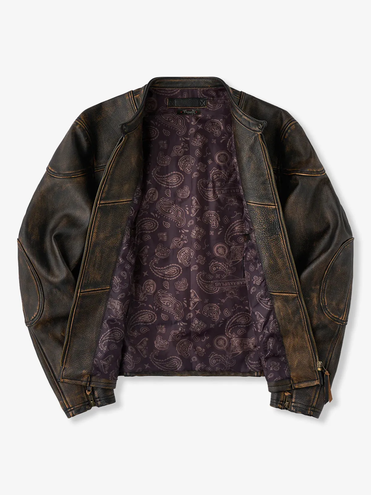 Genuine Leather Slim Fit Riders Jacket with Paisley Lining sold by Karaku product image thumbnail 3