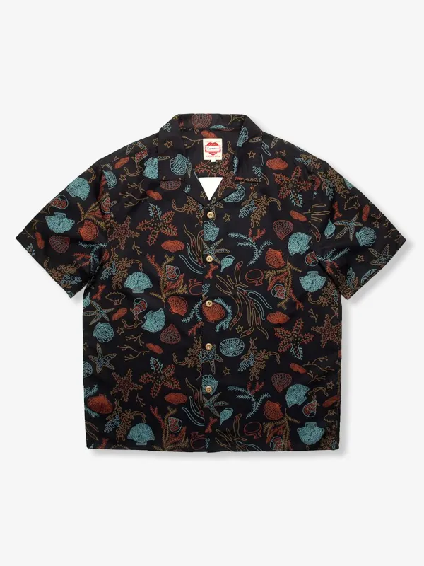 Seaweed, Shell & Starfish Pattern Aloha Shirt sold by Karaku