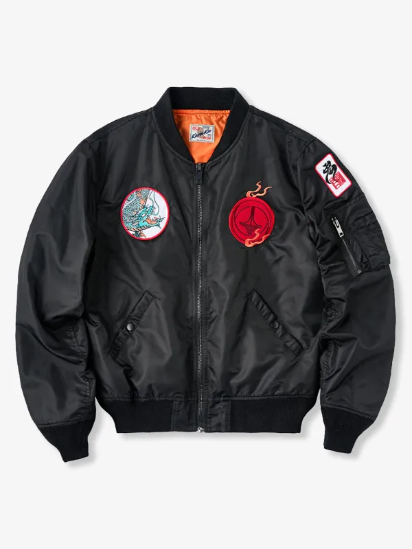“KaraKu x Kota Nakatsubo” Green Dragon Embroidery Ukiyo-e Flight Jacket sold by Karaku
