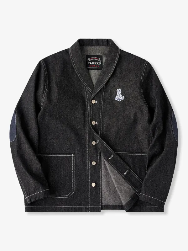 Elbow Patches and Anchor Embroidery Shawl Collar Jacket sold by Karaku