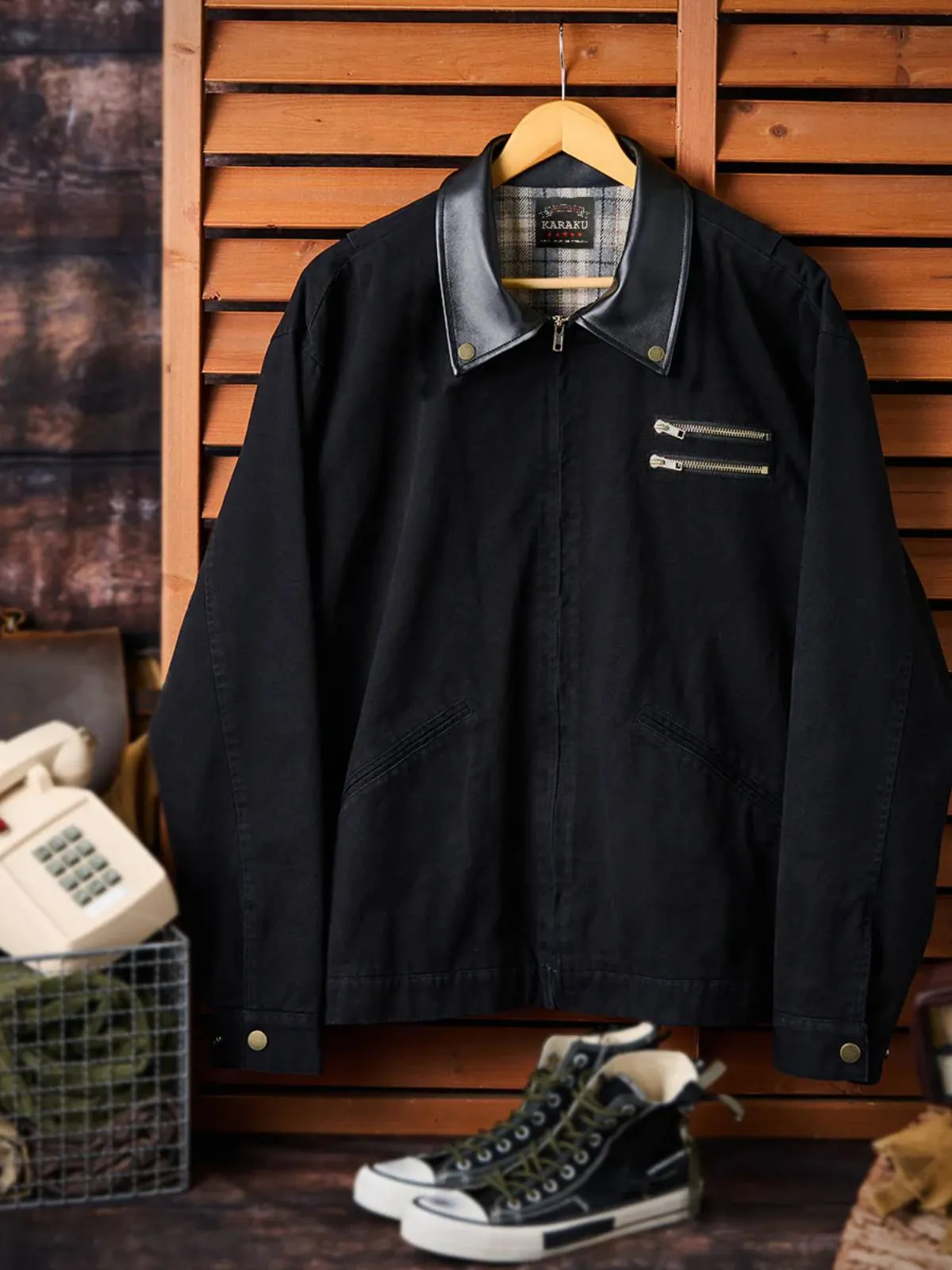 Fleece-Lined Checkered Detroit Work Jacket sold by Karaku product image thumbnail 4
