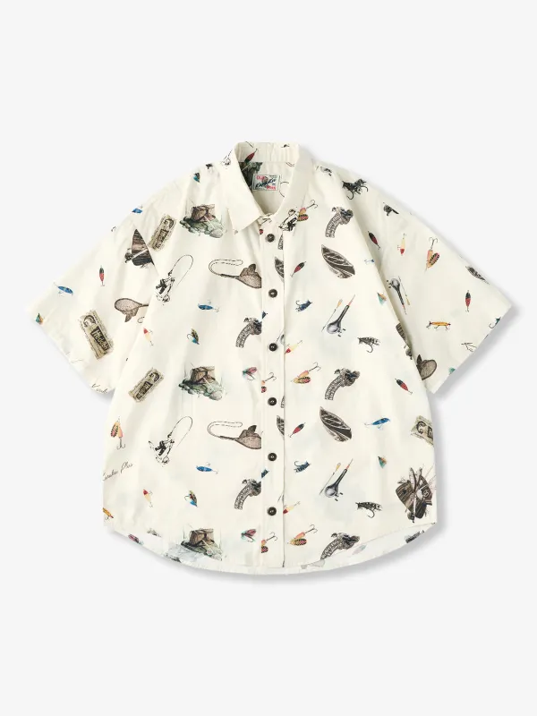 Retro Hand-Drawn Fishing Gear Short-Sleeve Shirt sold by Karaku