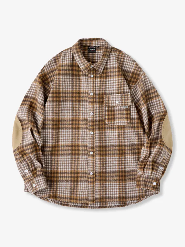 Elbow Patches Check Long Sleeve Shirt sold by Karaku