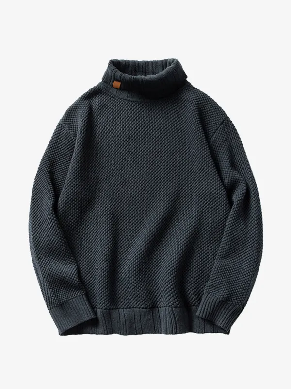 Ribbed Trim Turtleneck Knitted Sweater sold by Karaku