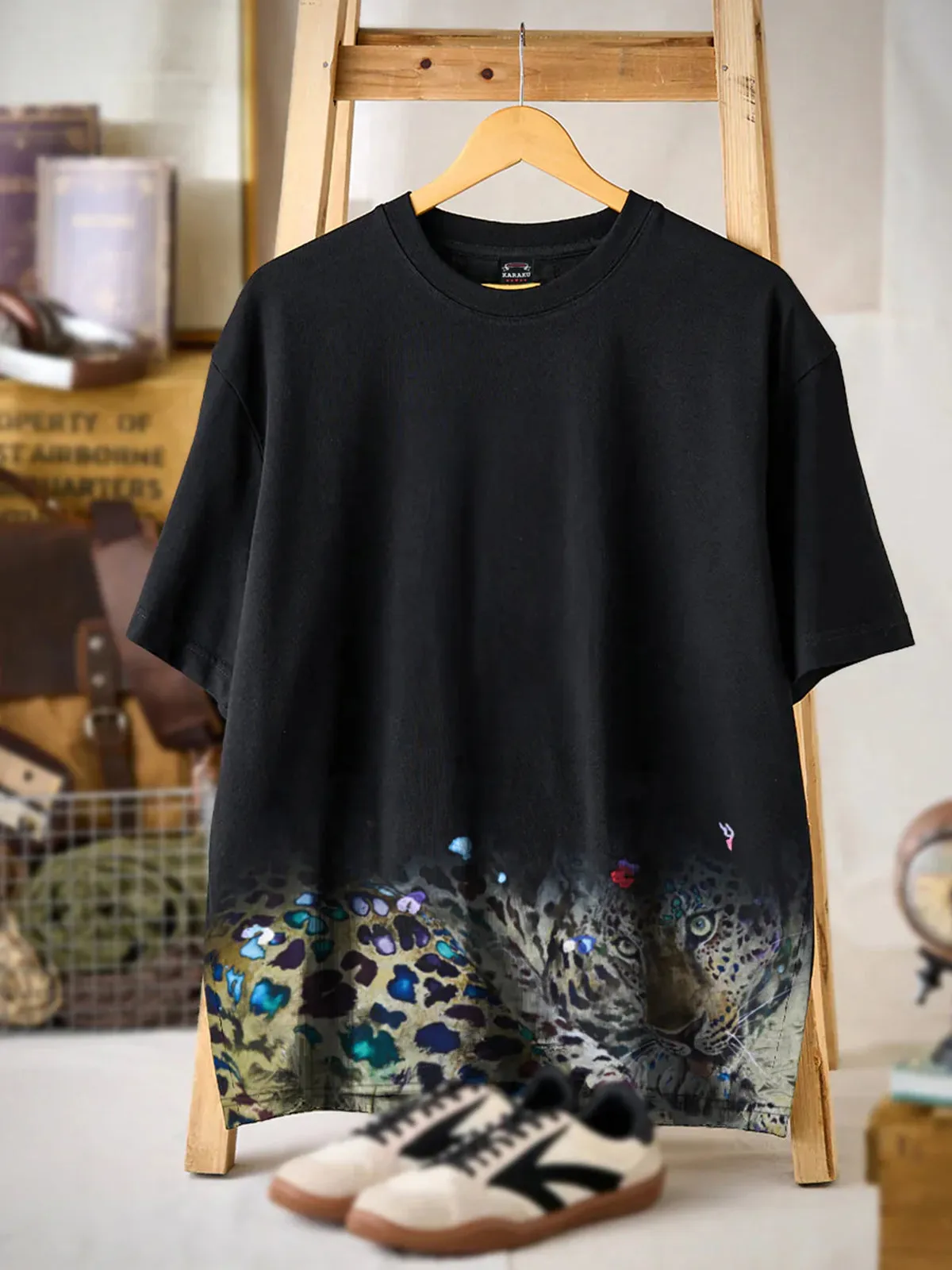 Karaku × Satoshi Kawamata "Dream Leopard" Embroidered & Printed T-Shirt sold by Karaku product image thumbnail 3