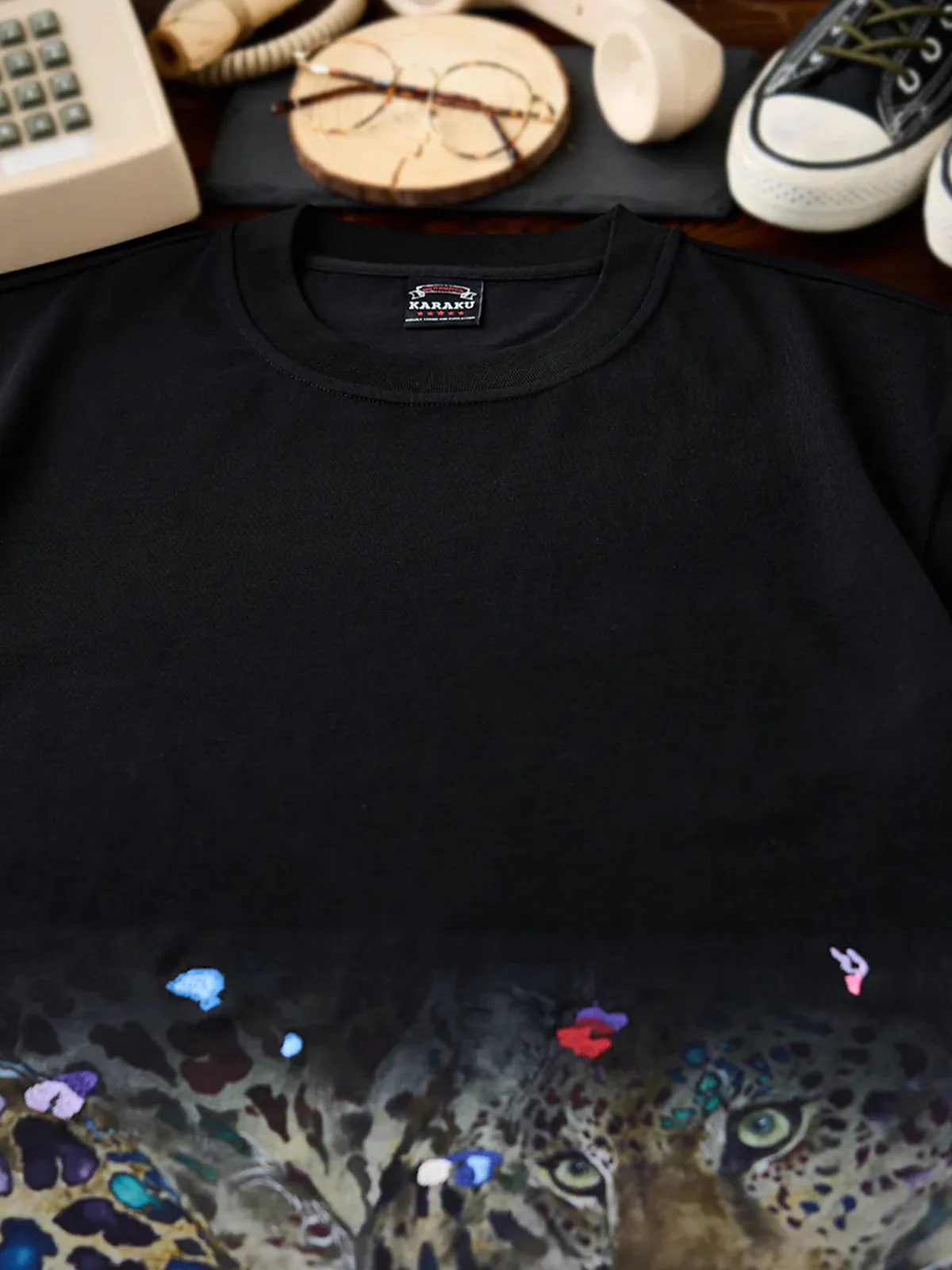 Karaku × Satoshi Kawamata "Dream Leopard" Embroidered & Printed T-Shirt sold by Karaku product image thumbnail 5