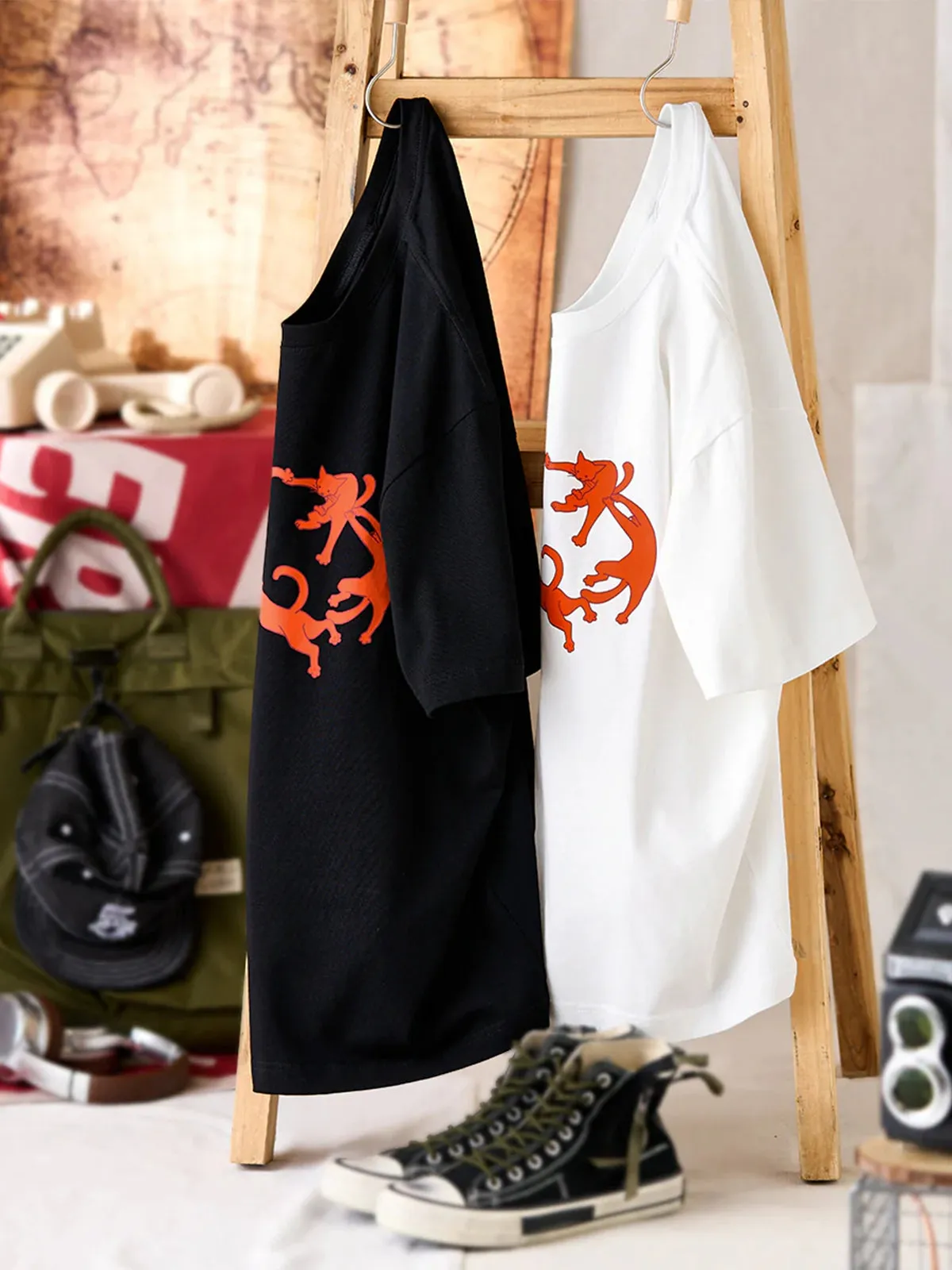 "KaraKu Art・Cat Dance" Parody Print T-Shirt sold by Karaku product image thumbnail 4